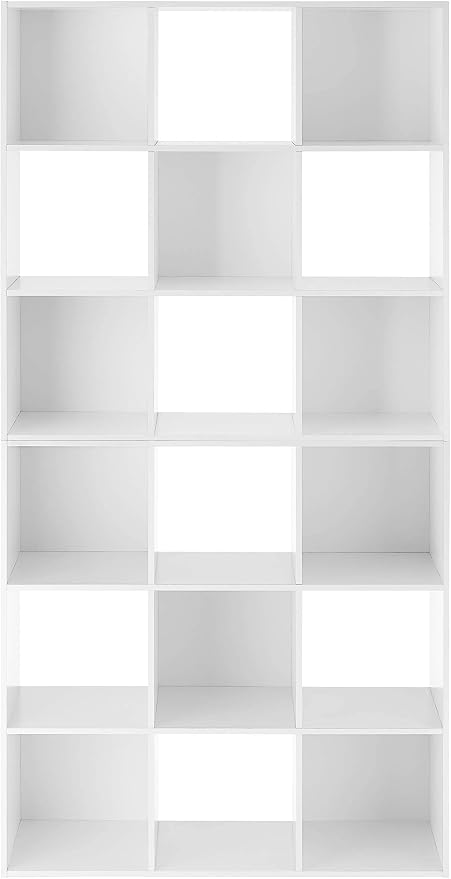 Whitmor 9 Cube Storage Organizer, 3 Tier Stackable MDF Bookcase, Open Storage Display Bookshelf, Storage Cabinet for Living Room, Bedroom, Home, Office, 35.5" L x 11.7" W x 35.5" H, White