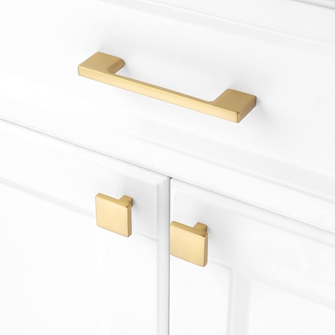 KOOFIZO 10 Pack 3-3/4 Inch Brushed Gold Kitchen Cabinet Pulls Gold Cabinet Handles Gold Cabinet Hardware for Kitchen Cabinets Drawer P01 Dresser Cupboard Bedroom Bathroom
