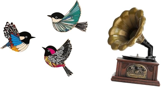 Baoblaze Wooden Bird Wall Art Sculpture Vintage Statue Resin Figurine Retro Ornament for Garden Study Room Farmhouse Housewarming Valentine's Day Birthday Gift