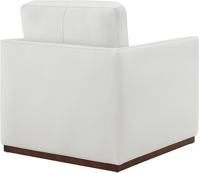 CHITA Genuine Leather Swivel Accent Chair, FSC Certified Mid Century Modern Arm Chair for Living Room and Bedroom, Fully Assembled, White