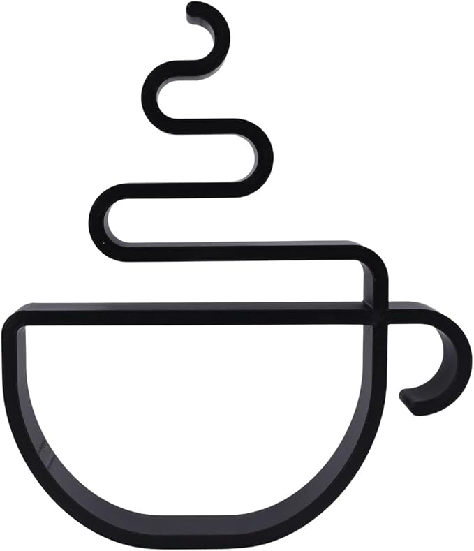 Coffee Sculpture – Minimalist Decorative Accent for Caffein Lovers & Modern Home Decor | Collectible Design (Hot Coffee Cup Matte Black)