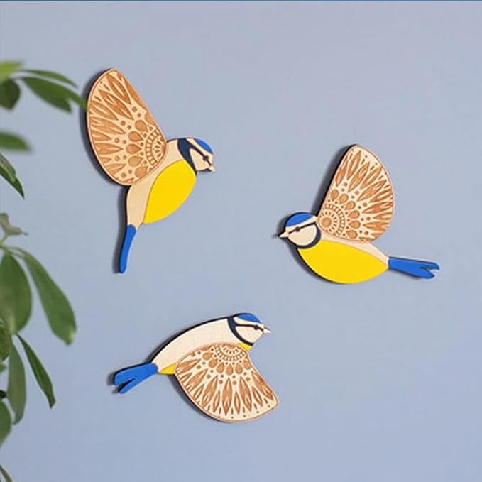 3Pcs Wooden Bird Wall Decor Art Vintage Gothic Home Decor Living Room Bathroom Kitchen Decorations Indoor Outdoor Gift (F)