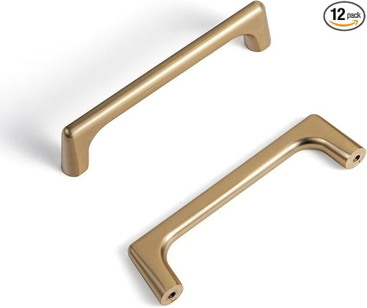 Goo-Ki Champagne Bronze Cabinet Pulls with 3.8'' Hole Centers, Modern Style Zinc Alloy Cabinet Handles for Dresser,Wardrobe,Cupboard- 12 Pack