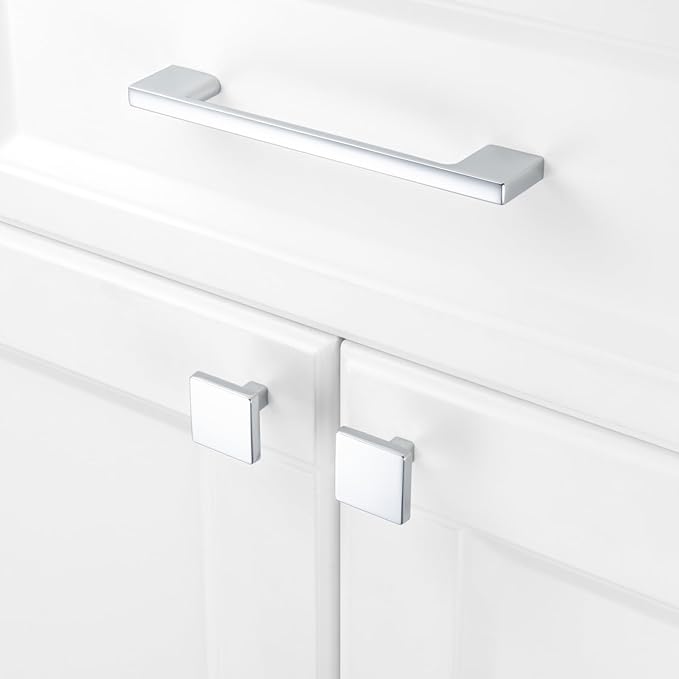 KOOFIZO 20 Pack 5 Inch Polished Chrome Kitchen Cabinet Pulls Chrome Cabinet Handles Chrome Cabinet Hardware for Kitchen Cabinets Drawer P01 Dresser Cupboard Bedroom Bathroom