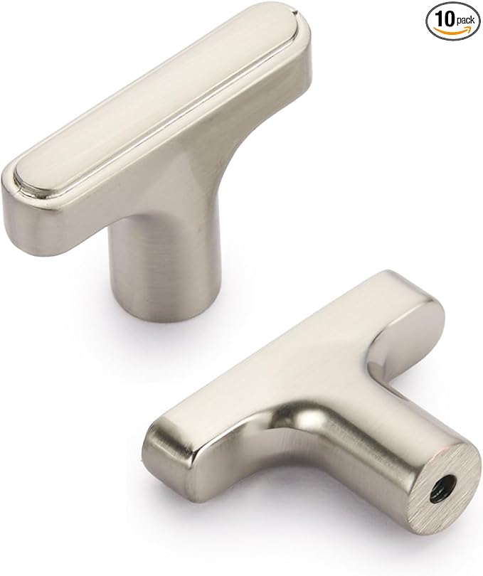 Lardmon 10 Pack Brushed Satin Nickel Cabinet Knobs Drawer Knobs Modern Single Hole Cabinet Pulls Solid Cabinet Handles Drawer Pulls Heavy Duty Kitchen Hardware for Dresser Cupboard Wardrobe