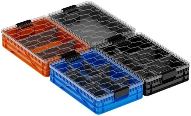 SIDIO Quarter Crate 4 Pack of Stackable Storage Bins - Organizer Bins with Dividers for Garage Organization, Home Storage - Heavy Duty Plastic Containers - 19.16” x 12.75”x 4.57” (Sidio Variety)