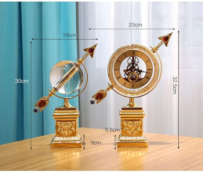 Classic Golden Brass Desk Clock Arrow Retro Bedroom Table Clock Vintage Desktop Alarm Shelf Clocks Bedroom Home Decor Gift (Type B Desk Clock)