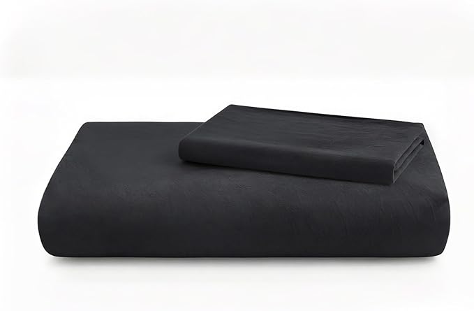 LOVQUE Black Duvet Cover Twin Size, 100% Washed Cotton Linen Like Bedding Set with Zipper Closure (No Comforter), 68x90 Inches
