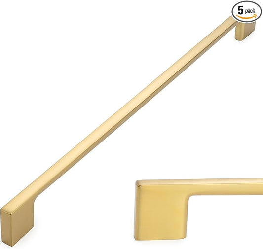 KOOFIZO 5 Pack 11-5/16 Inch Brushed Gold Kitchen Cabinet Pulls Gold Cabinet Handles Gold Cabinet Hardware for Kitchen Cabinets Drawer P01 Dresser Cupboard Bedroom Bathroom