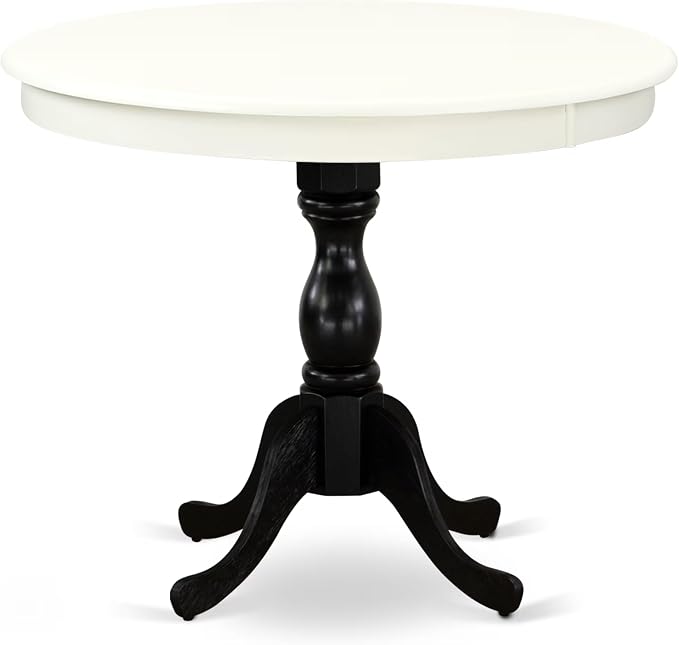 East West Furniture AMT-LBL-TP Antique Modern Kitchen Table - a Round Dining Table Top with Pedestal Base, 36x36 Inch, Multi-Color