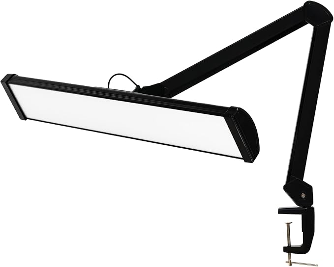 LED Architect Desk Lamp with Clamp, Metal Swing Arm 4500 Lumens Dimming Office Table Lamp for Task Work Drafting Reading Desktop, 342PCS Bright LEDs, 50W Workbench Lamp(Black)