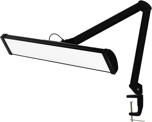 LED Architect Desk Lamp with Clamp, Metal Swing Arm 4500 Lumens Dimming Office Table Lamp for Task Work Drafting Reading Desktop, 342PCS Bright LEDs, 50W Workbench Lamp(Black)