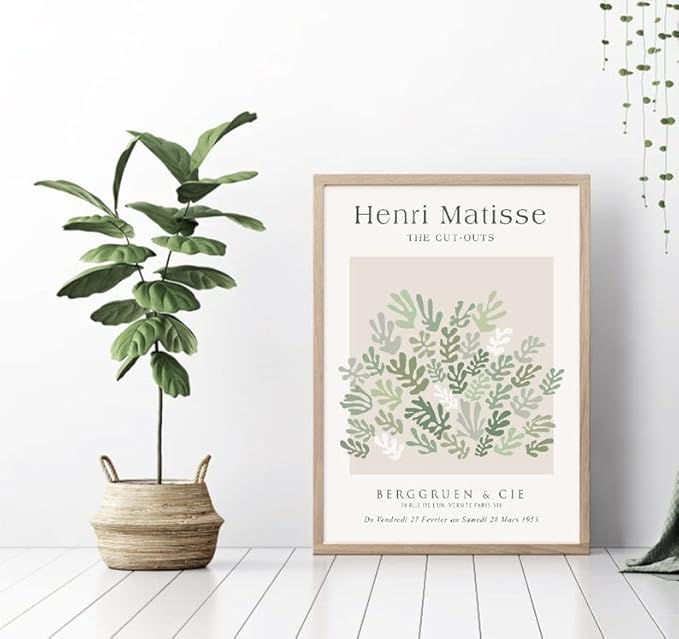Unframed Sage Green Wall Art Set of 3,12x16IN Abstract Matisse Wall Decor,Quality Canvas Prints Posters Decoration for Bathroom Living Room Bedroom, Unframed