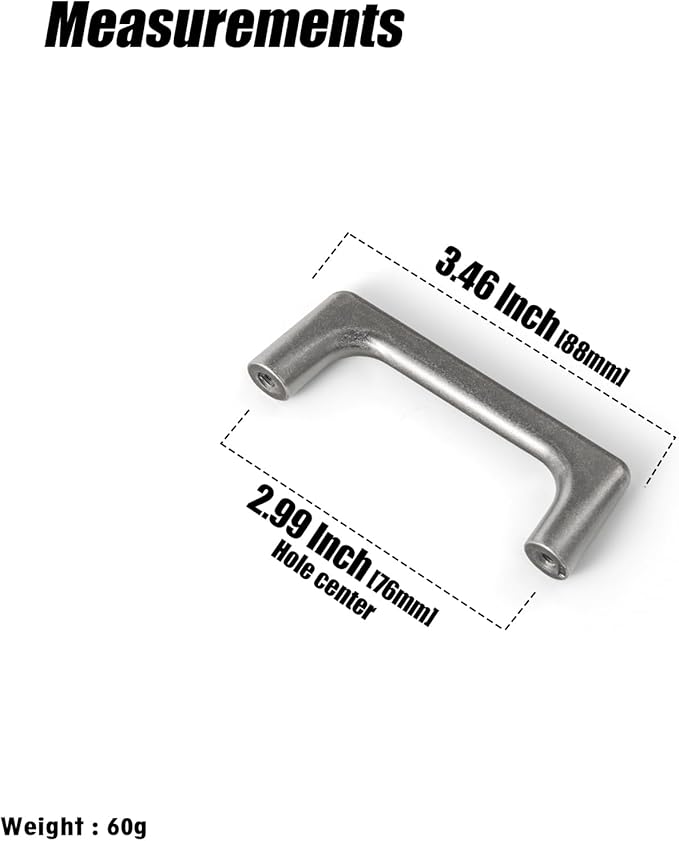 Goo-Ki Antique Silver Cabinet Pullls with 3 ''（76mm Hole Centers- Retro Style Zinc Alloy Cabinet Handles for Dresser,Wardrobe,Cupboard-6 Pack
