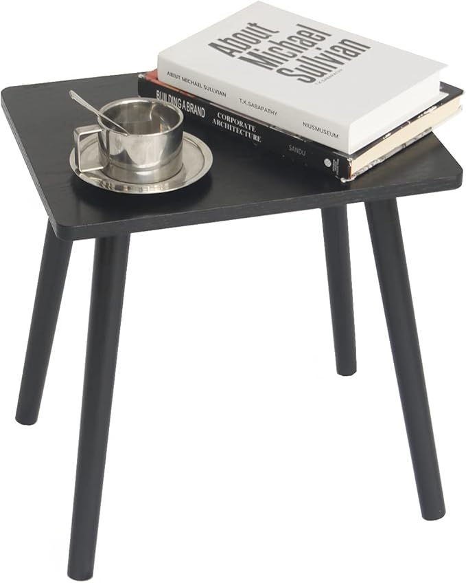 AWASEN Side Table, Small Black End Table for Living Room Bedroom Office Small Spaces, Modern Accent Side Table Nightstand with Solid Wood, Easy Assembly, (Black)