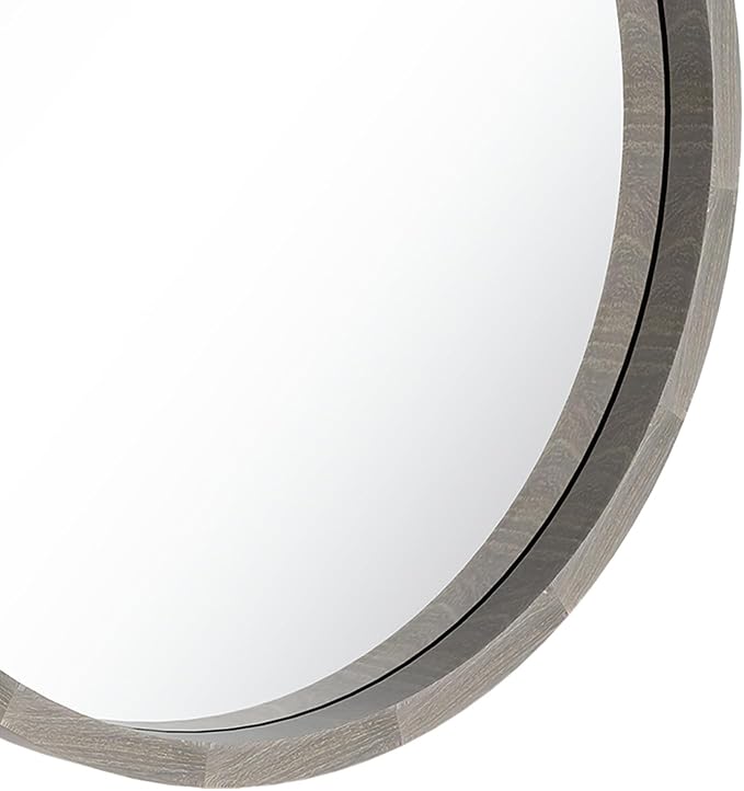 LYYYXGYP Round Wood Gray Mirror 24 X 24 Inch Modern Wall Mounted Mirror Wooden Frame Grey Circle Mirror for Bathroom