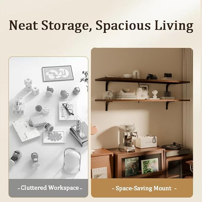 Rustic Wood Floating Shelves Set of 4, 60 Inches Wood Rustic Farmhouse Wall Shelves, Easy-to-Install Hanging Shelves for Living Room, Kitchen, and Bathroom, 150bs Capacity