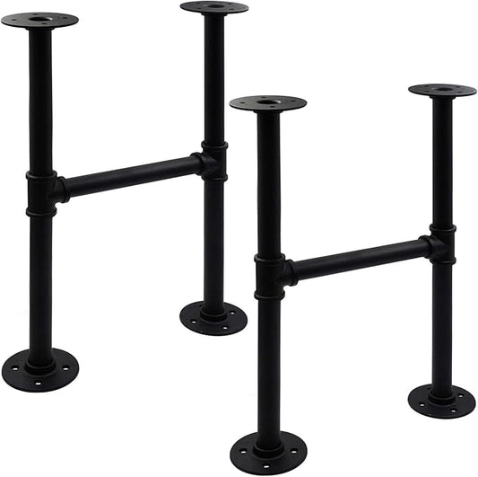 30 Inch Industrial Pipe Table Leg Set, Iron Base Legs for Coffee Tables, Desks, NightstandVintage, Dark Grey Black Rough Pipes, 2pcs