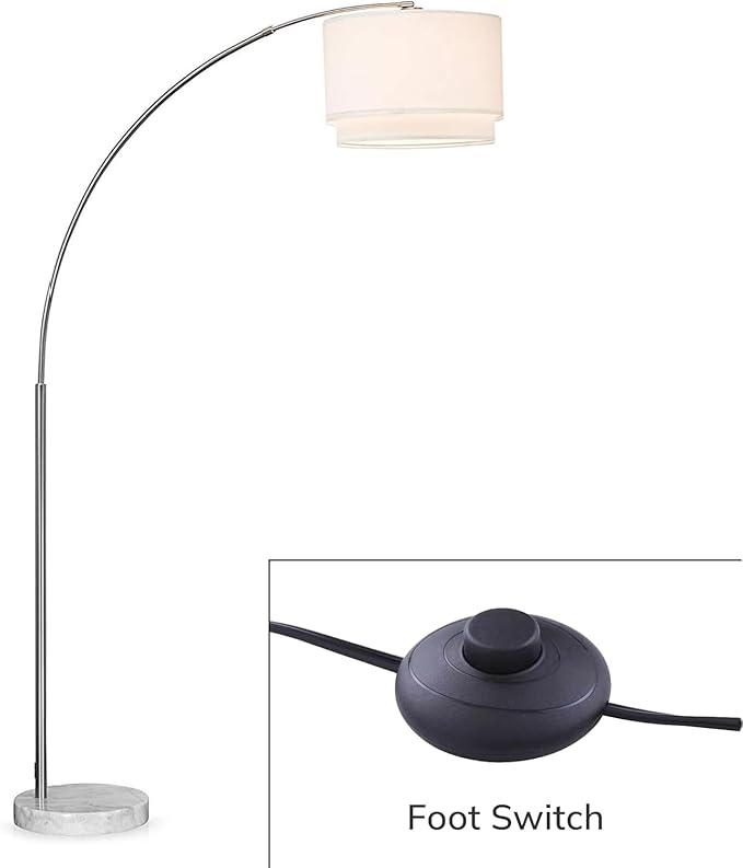Major-Q Modern Arcing Floor Lamp - Tall Stand Up Arching Drum Shade - Large Contemporary Floor Lamp for Dining Rooms and Bedrooms - Corner Lamp for Office Lighting and Home Decor
