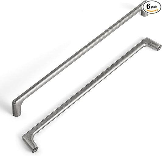 Goo-Ki Antique Silver Cabinet Pullls with 10 ''（256mm Hole Centers- Retro Style Zinc Alloy Cabinet Handles for Dresser,Wardrobe,Cupboard-,6 Pack