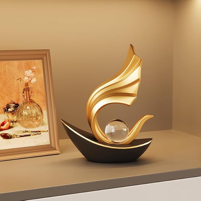 Modern Nautical Sailboat Sculpture | Abstract Art Boat Statue | Living Room, Coffee Table, TV Stand & Boat Bookshelf Deco (Black)