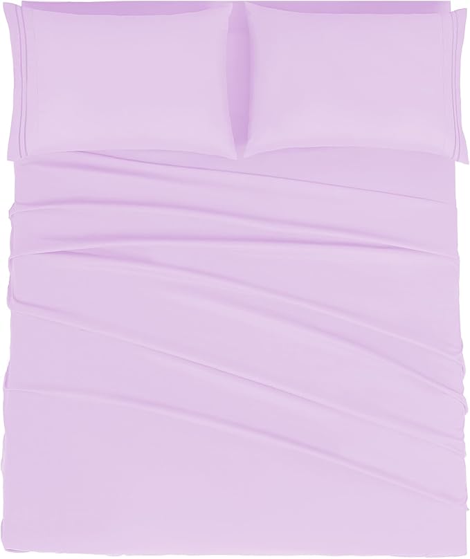 Mejoroom Queen Size Sheet Set - Hotel Luxury 1800 Bedding Sheets & Pillowcases - Deep Pocket Fitted Sheet, Soft, Breathable, Wrinkle & Fade Resistant - 4 Piece (Queen, Lavender)