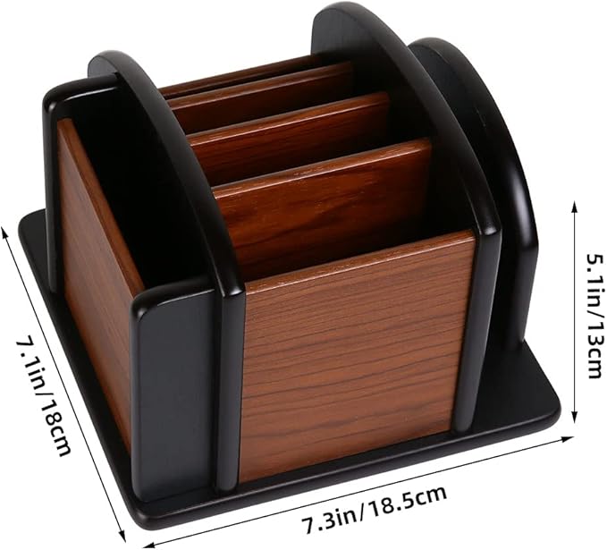 Siveit Wooden Desk Organizer, Desktop Office Supplies Storage Remote Control Caddy Holder (6-Compartment)