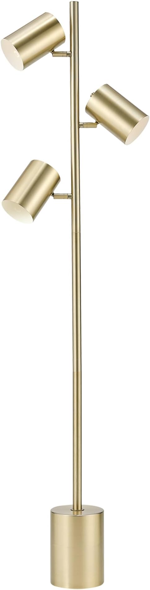 Globe Electric 67604 Pratt 63" 3-Light Floor Lamp, Matte Soft Gold, Large Weighted Base, Individual Rotary On/Off Switches on Shades