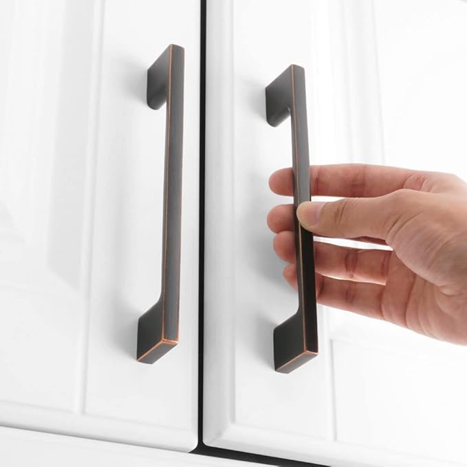 KOOFIZO 10 Pack 5 Inch Wide Foot Cabinet Bar Pulls - Oil Rubbed Bronze Modern Solid Handles for Kitchen Cupboard Door, Bedroom Dresser Drawer, Bathroom Wardrobe Hardware