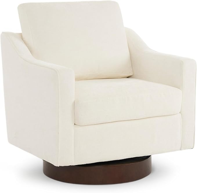 VINGLI Mid-Century Modern Swivel Accent Chair, 360°Upholstered Armchair, Home Sofa with Track Arms for Living Room, Bedroom, Reading Room, Club Swivel Chair,Chenille Beige