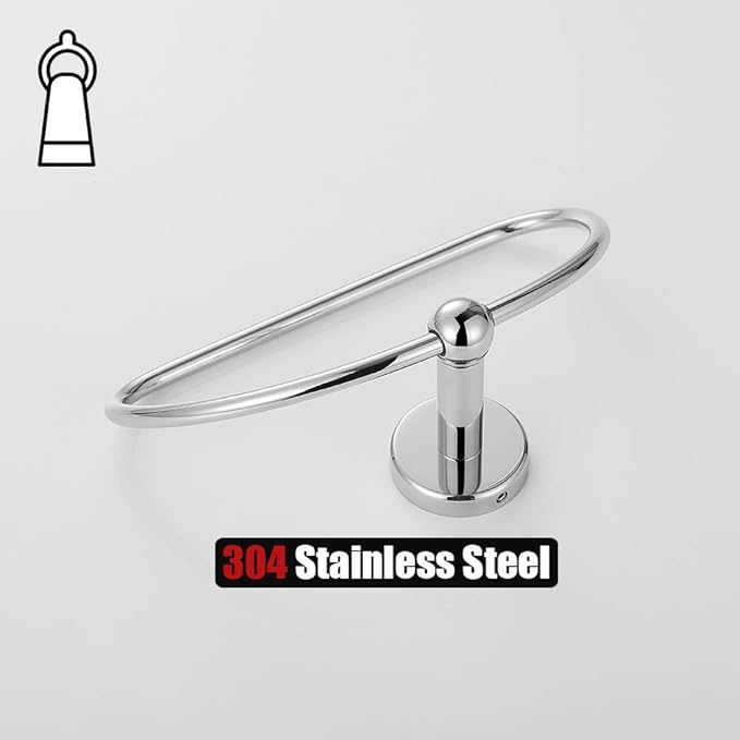 JQK Chrome Towel Ring, Stainless Steel Half Ring Towel Holder for Bathroom, 7 Inch Polished Chrome Wall Mount, TR160-CH