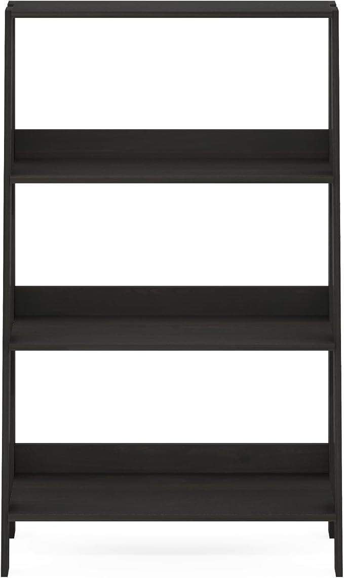 Furinno Ladder Book Shelf, 4-Tier Ladder Shelf, Open Design Bookshelf, Display Storage Bookcase, 10.9" x 23.6" x 38.4", Living Room, Home Office, Espresso