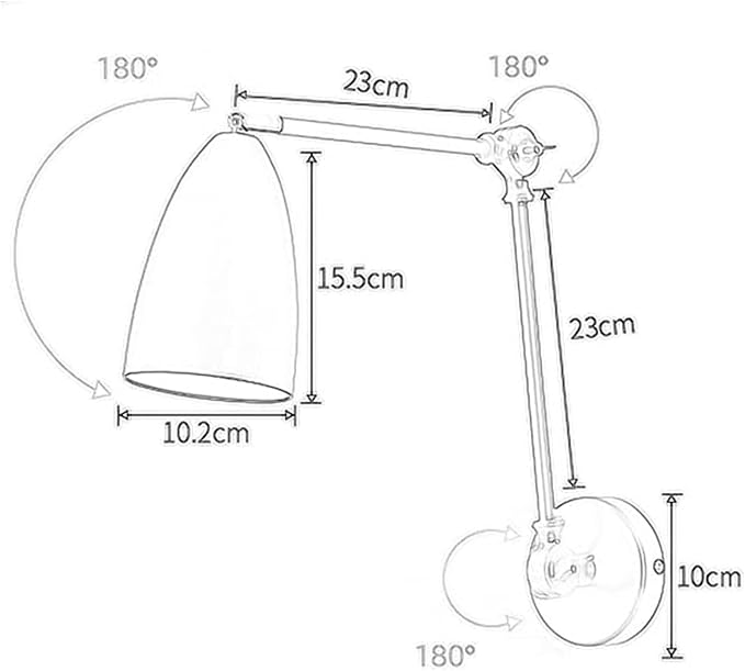 Retro Swing Arm Wall Lamp Adjustable Bedside Reading Light E27 Lighting Fixture Retractable Wall Sconce Antique Metal Wall Lamps for Bedroom Living Room Study Room