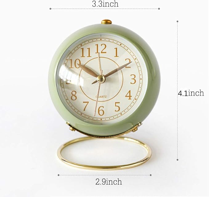SHISEDECO Small Tableclocks Classic Non-Ticking Tabletop Alarm Clock with Backlight, Battery Operated Astronaut Deskclock with HD Glass for Living Room Bedroom Bedside Indoor Decor (Green)