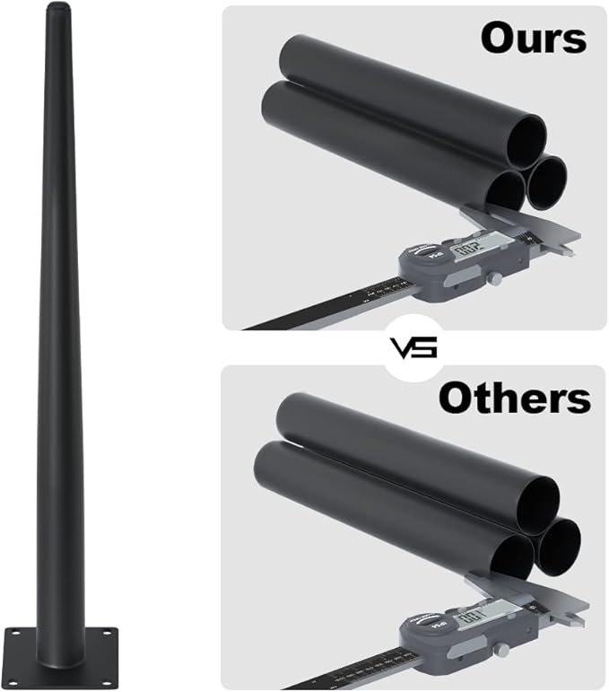 FIVEPEARS 8 PCS 16 Inch Heavy Duty Matte Black Metal Angled Taper Tapered Legs Set for Furniture, Mid Century Modern Style Feets for Coffee Table Couch Sofa Cabinet Chair Dresser Bed Desk Credenza