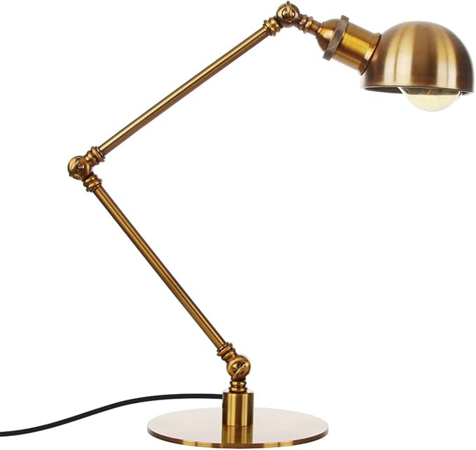 Makeup Vintage Desk Lamp, Adjustable Swing Arm Industrial Metal Task Table Lamp, Bedroom Bedside Night Light Cafe Retro Reading Lighting,Gold