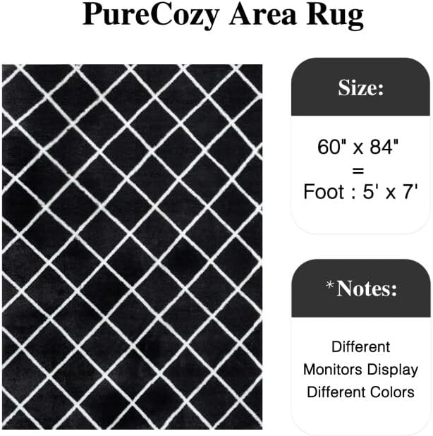 5x7 Checkered Rug for Living Room Black and White Modern Soft Area Rug Fluffy Non-Slip Carpet for Bedroom Playroom Home Aesthetic Decor