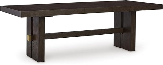 Signature Design by Ashley Burkhaus Rectangle Dining Room Extension Table, Removable Center Leaf, Seats up to 8, Wood, 40" W x 90" D x 30.25" H, Dark Brown