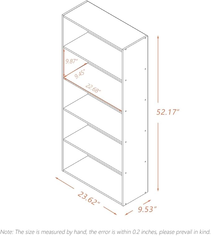NELYE Basic Open Shelf Bookcase - 5-Tier Wooden Cube Storage Shelves Split Bookshelf, Oak