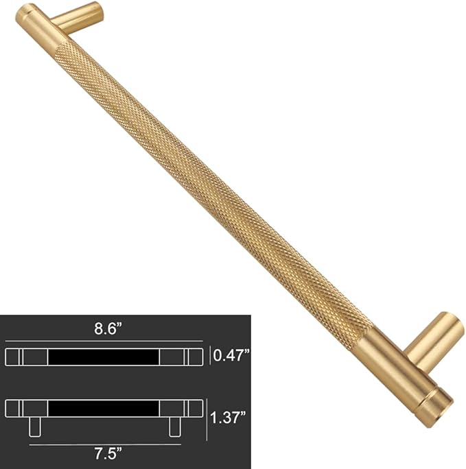 2 Pack 7 1/2 Inch 192 mm Barrel Cabinet Pulls Gold Cupboard Aluminum Handles Drawer Pull Cabinet Handles