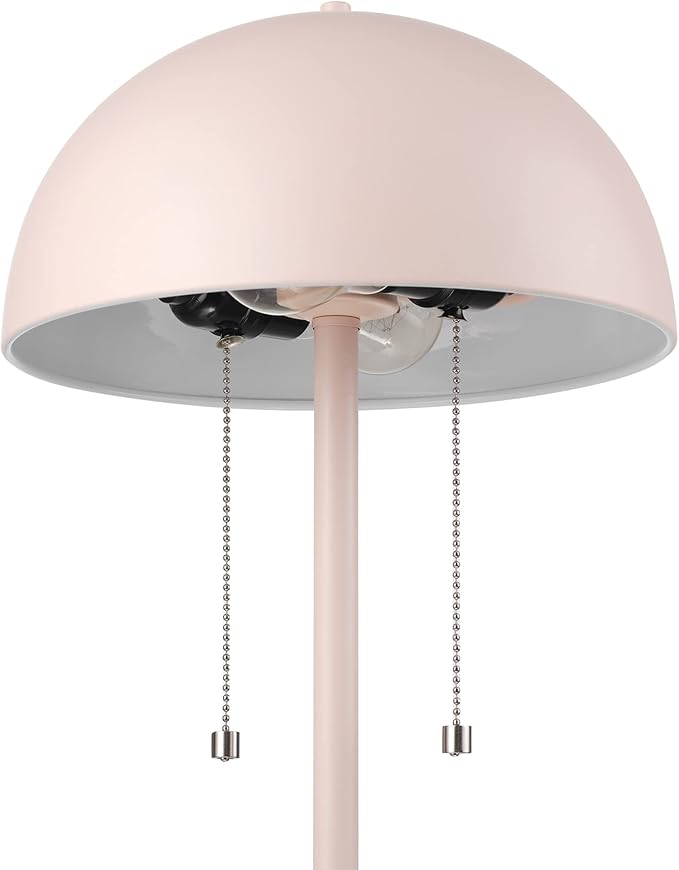 Globe Electric 65531 Luna 21" 2-Light Table Lamp, Matte Blush Pink, Double Plated Nickel On/Off Pull Chains