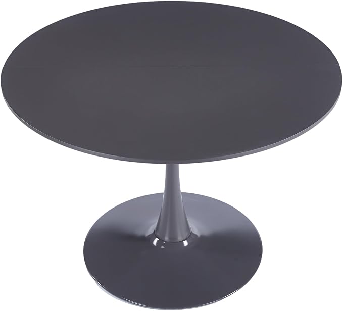 42 Inch Grey Round Tulip Table, Mid-Century Modern Tulip Kitchen Dining Table with Pedestal Base for Small Spaces, Cafe & Office