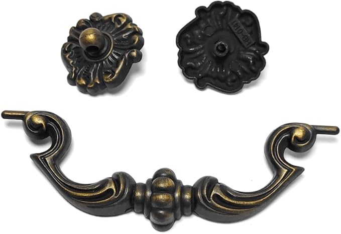 4.5" C-C Bail Drawer Pull Drop Dresser Pull Antique Brass Swing Drawer Handle Vintage Style 4 1/2" 115 mm Centers (1,Antique Brass)