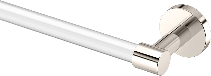 Gatco 5720 Clarion 24" Bathroom Towel Bar, Polished Nickel, Wall-Mounted Towel Rack, Crystal-Clear Acrylic Modern Bathroom Accessory