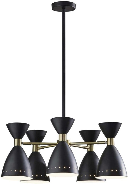 Adesso 4280-01 Oscar 5-Head Pendant, 36.25 in., 5 x 40W, Black w/Antique Brass, 1 Pendant Lighting