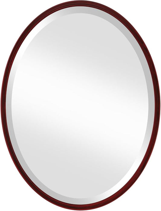 OVALCREST - Oval Wooden Beveled Wall Mirror for Home Decor, Bathroom, Vanity, Bedroom, Living Room, Hallway - London Style (Black Cherry) 29.1 x 23.1