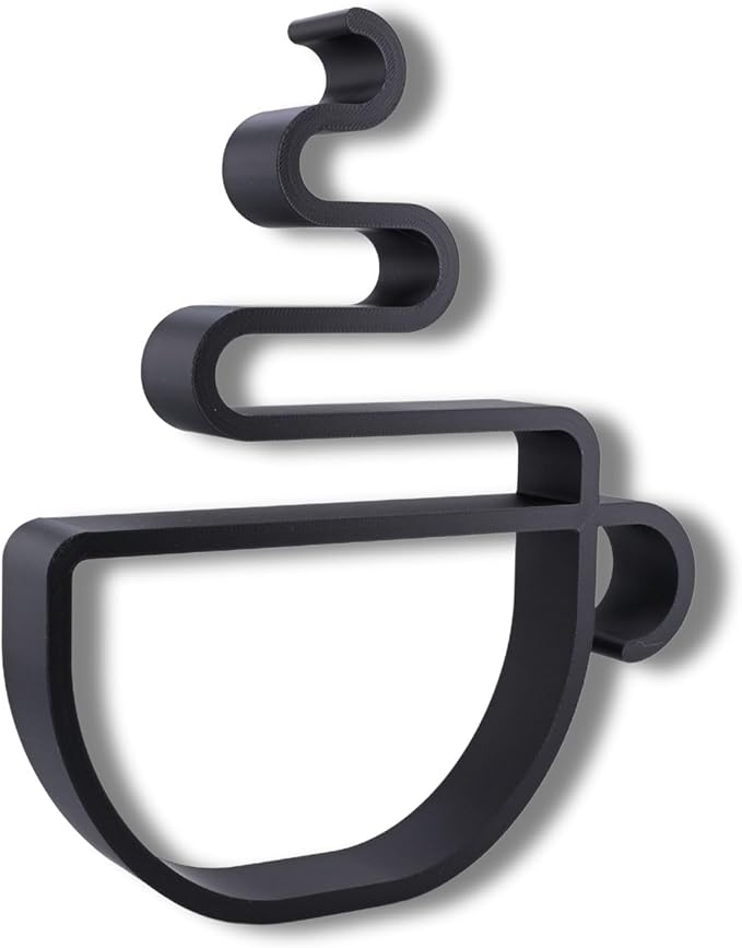 Coffee Sculpture – Minimalist Decorative Accent for Caffein Lovers & Modern Home Decor | Collectible Design (Hot Coffee Cup Matte Black)