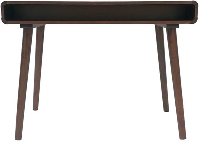 Hassyee Mid-Century Modern Style Writing Desk with Large Drawers, Computer Study Desk with Solid Rubberwood Legs for Home Office Workspace or Entryway (Brown)