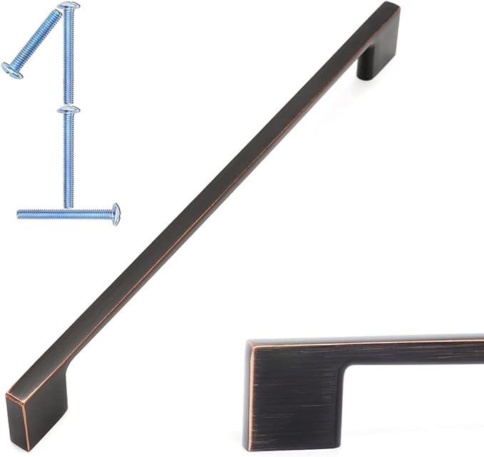 KOOFIZO 1 Pack 8-4/5 Inch Oil Rubbed Bronze Kitchen Cabinet Pulls Rubbed Bronze Cabinet Handles Bronze Cabinet Hardware for Kitchen Cabinets Drawer P01 Dresser Cupboard Bedroom Bathroom