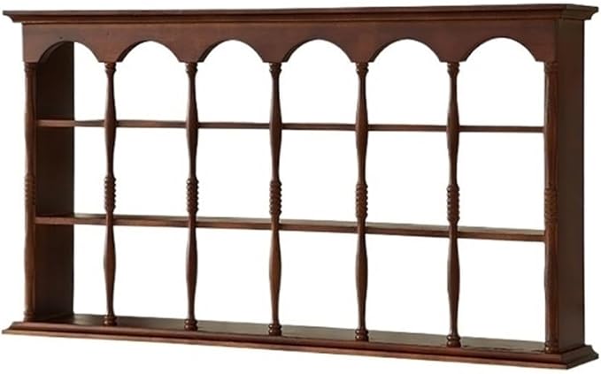 Vintage Cup Rack, Wooden Wall Cabinet, Mid-Century Wall-Mounted Storage Shelf, Solid Wood Display Rack, Curio Cabinet for Organization(35.4 * 5.9 * 19.7in)